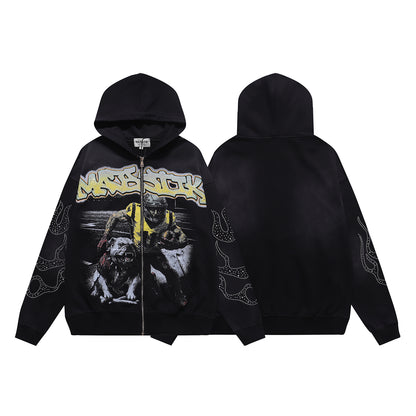 Majestik Football Dog Rhinestone Fleece Hoodie