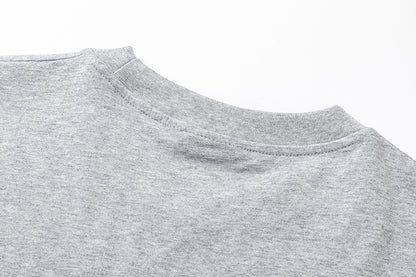 Women's Solid Light Gray Knit Top Soft Casual Loose Fit Everyday Relaxed Pullover Summer Street Style | Ash Top