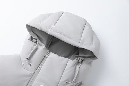 Trapstar Light Gray Logo Hooded Puffer Jacket, Quilted Full-Zip Streetwear Outerwear