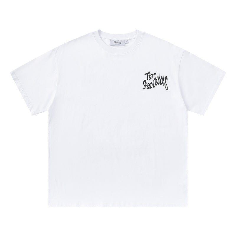 Trapstar graphic short sleeve crew neck T-shirt with chest logo and illustrated truck back print - view 13