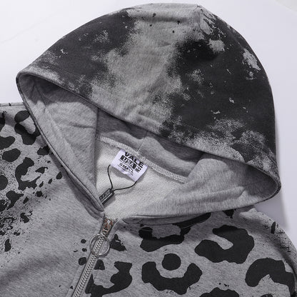 Vale Forever Cheetah Zip Up Hoodie 'Grey'