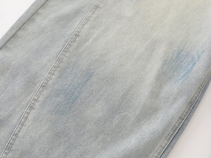 Graphic Chain Print Wide Leg Baggy Jeans Washed Denim High Waist Streetwear Y2K Casual Pants
