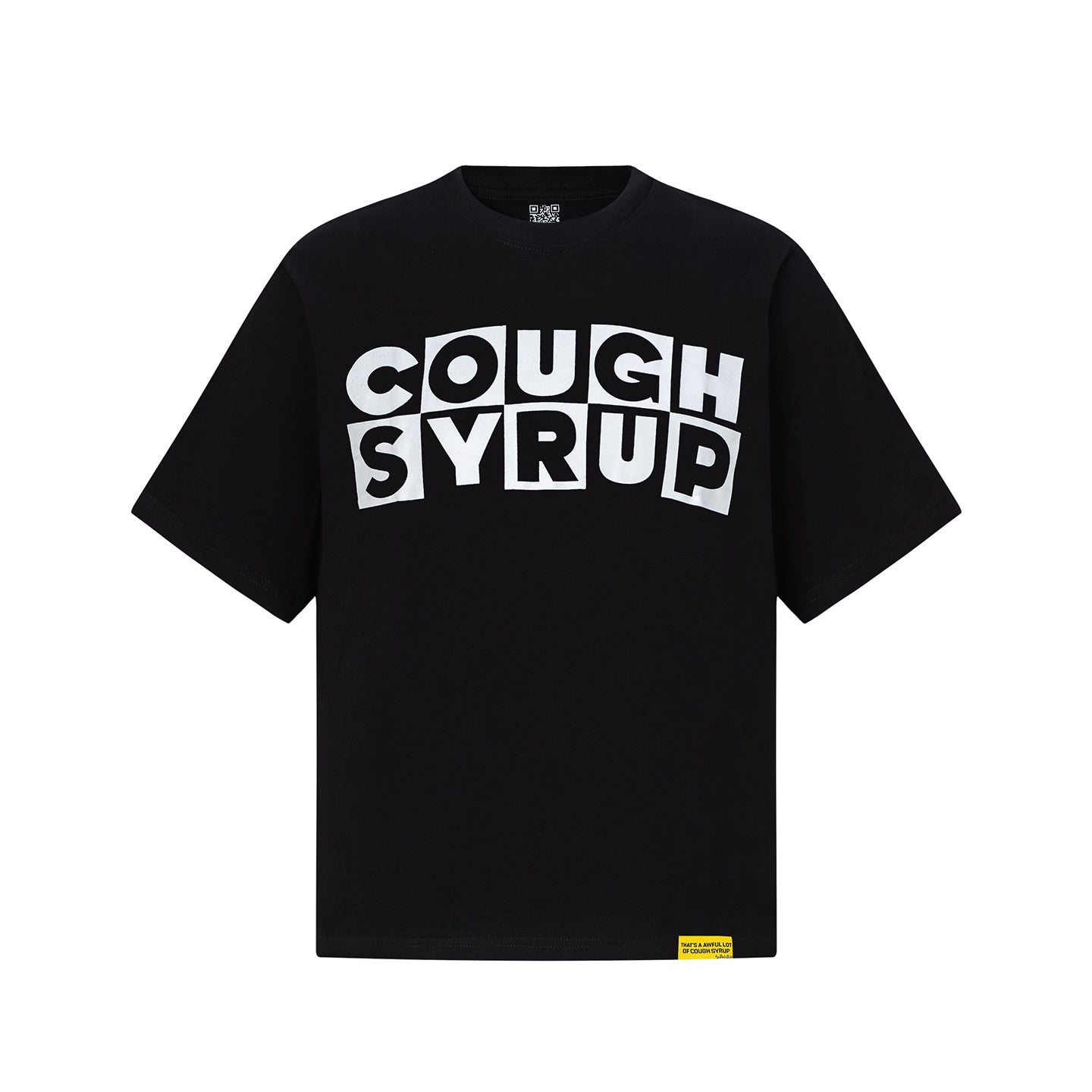 Black oversized short-sleeve graphic T-shirt with Cough Syrup front print and large back text - view 13