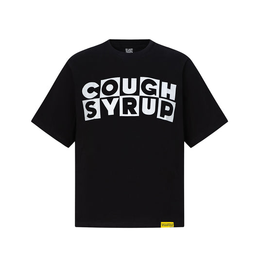 Black oversized short-sleeve graphic T-shirt with Cough Syrup front print and large back text - view 13