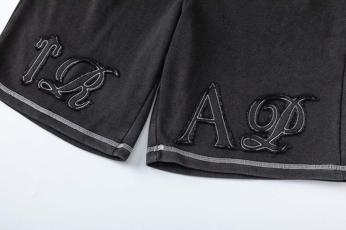 Trapstar black and charcoal graphic T-shirt and drawstring shorts set with contrast stitching - view 13