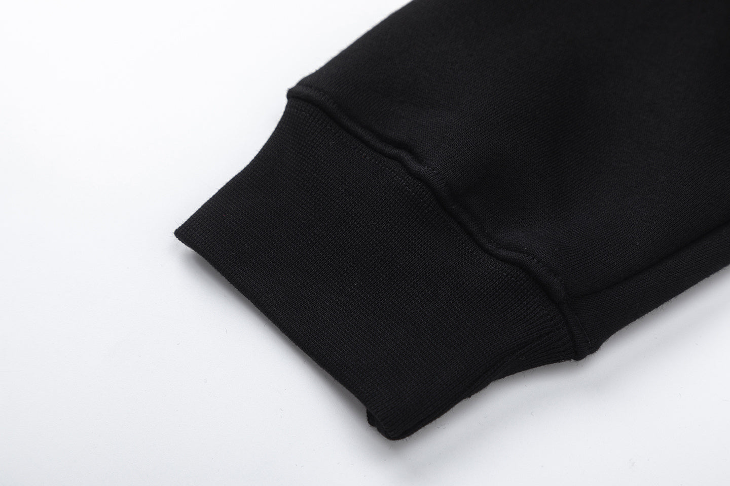 Black hooded sweatshirt and tapered jogger pants set with a graffiti-style hood graphic - view 13