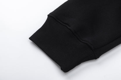 Unisex Hooded Sweatshirt and Jogger Pants Set, Black Graphic Loungewear