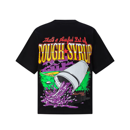 Unisex Oversized Graphic T-Shirt, Cough Syrup Baseball Print Streetwear Tee