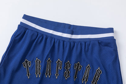 Unisex Basketball Shorts, Graphic Mesh Athletic Shorts with Stripe Trim