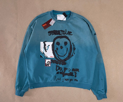 Streetwise Airbrush Crewneck - Petrol Blue