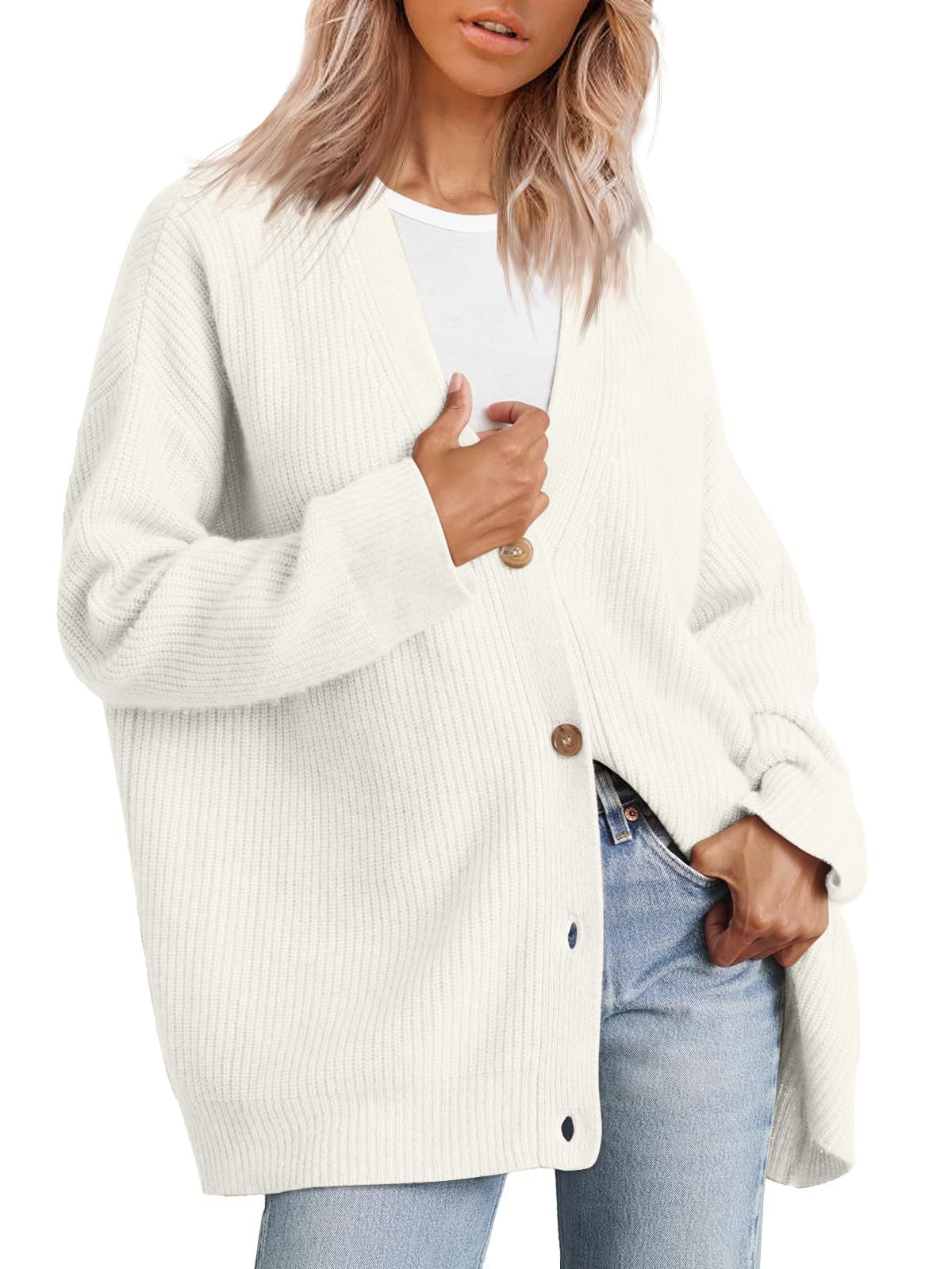 LILLUSORY Women Oversized Cardigan Sweater Fall Outfits Cloth Fashion V Neck Knit Button Front Casual Trendy Tops