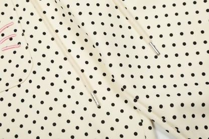 Polka Dot Cat Whisker Embroidery Metal Charm Wide Leg Pants Drawstring Ankle Toggle Y2K Harajuku
