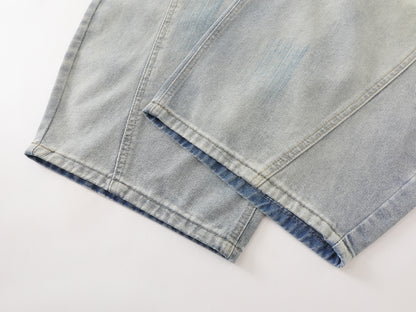Graphic Chain Print Wide Leg Baggy Jeans Washed Denim High Waist Streetwear Y2K Casual Pants