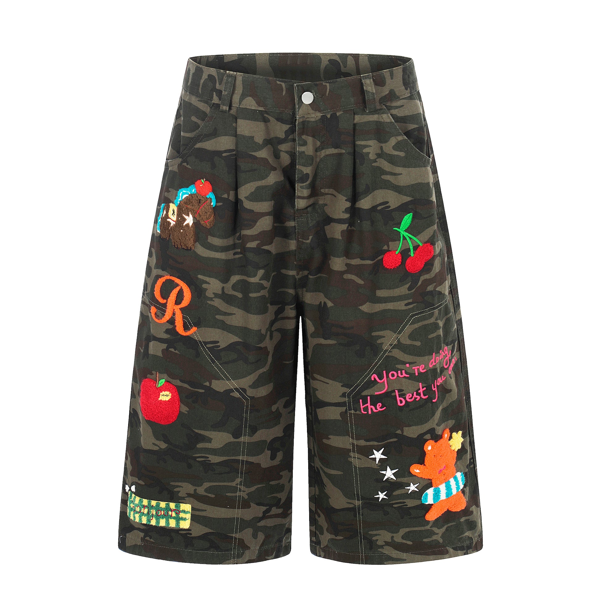 Women's Camo Multi Embroidery Wide Leg Shorts - Back View