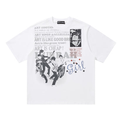 Art Is Cheap Graphic Print Oversized Tee Band Photo Streetwear Y2K Short Sleeve T-Shirt
