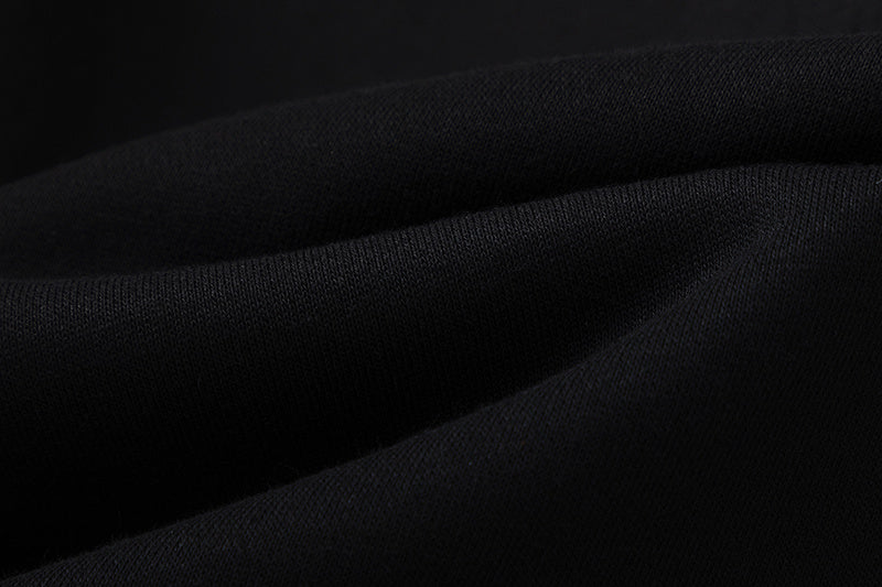 Black graphic hooded sweatshirt and joggers two-piece tracksuit set with outlined hood print - view 14