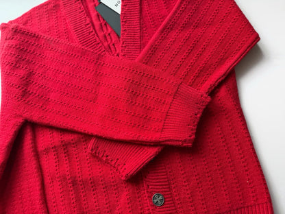 Asymmetric Cashmere Cardigan - Red