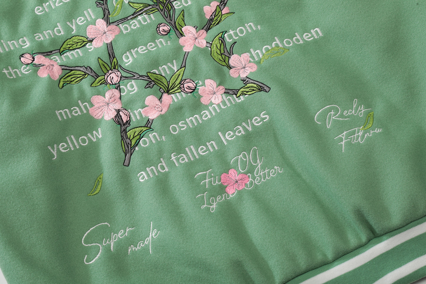 Oversized Floral Embroidery Baseball Jacket Snap Button Color Block Streetwear Casual Fall Outerwear