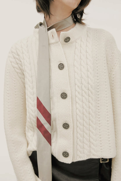 Cable-Knit Cropped Cardigan