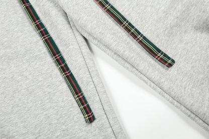 SeR Plaid Drawstring Wide Leg Sweatpants Elastic Waist Zip Hem Streetwear Casual Pants