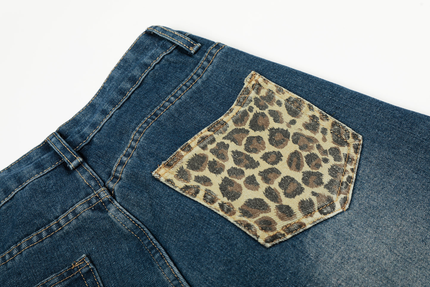Leopard Patchwork Raw Edge Wide Leg Barrel Jeans Charm Pendant High Waist Washed Y2K Streetwear