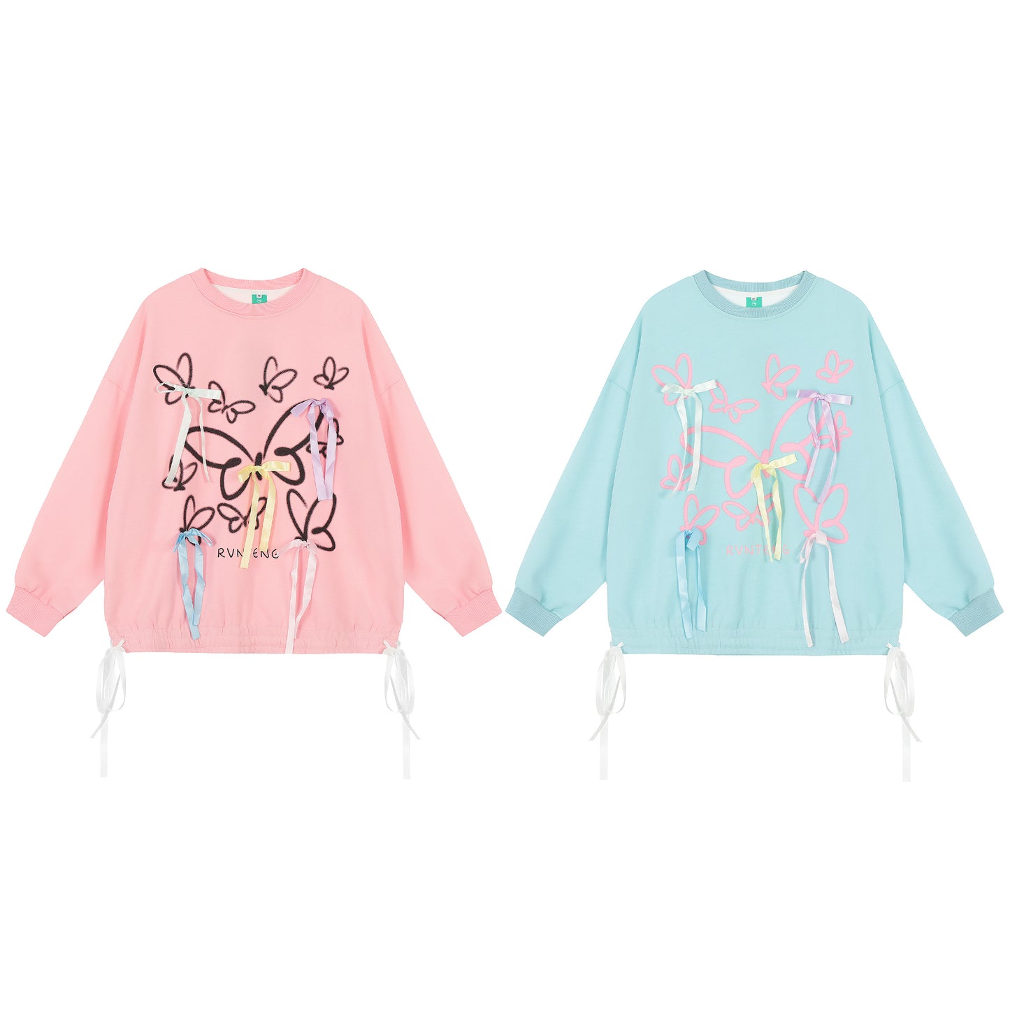 Blue butterfly ribbon sweatshirt front