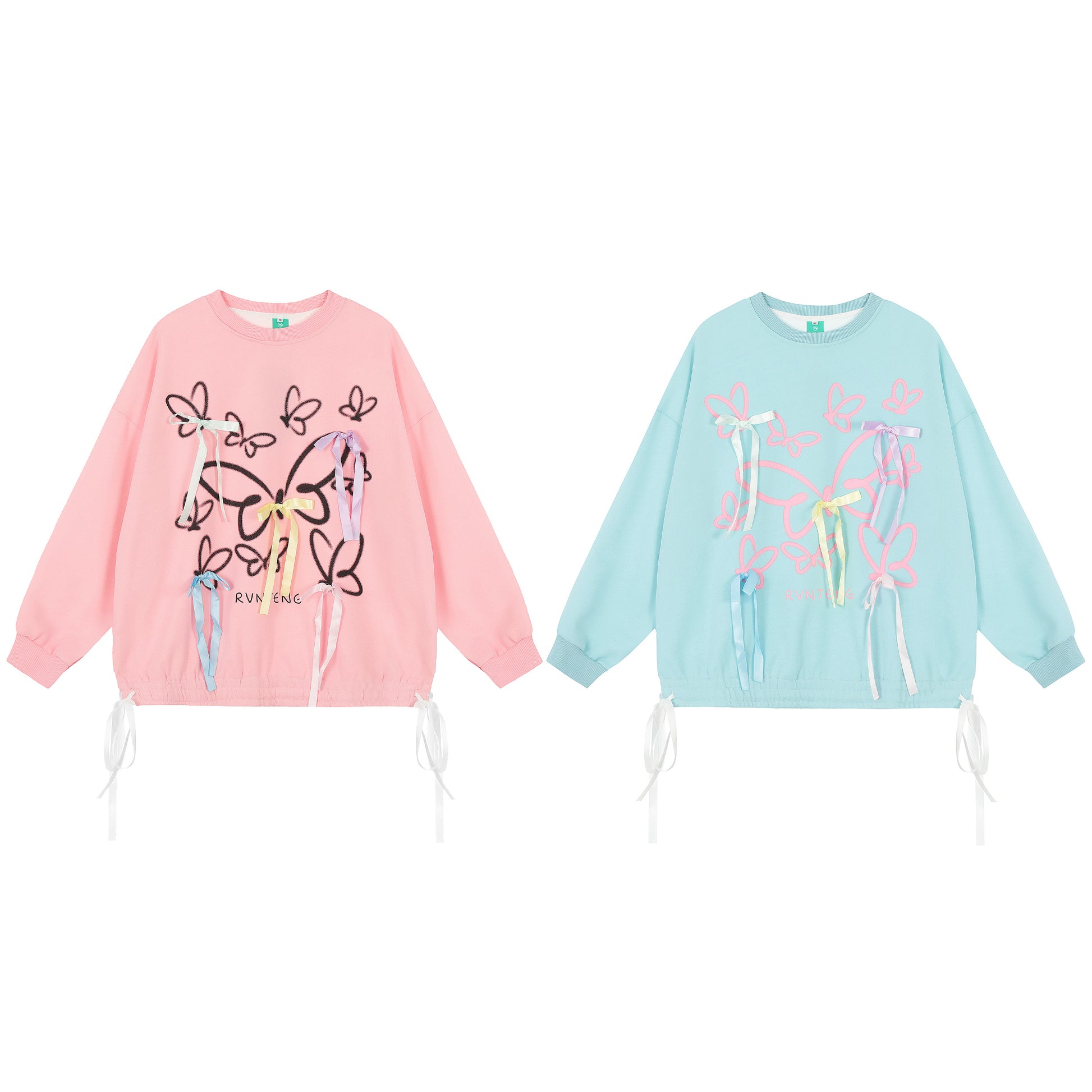 Blue butterfly ribbon sweatshirt front