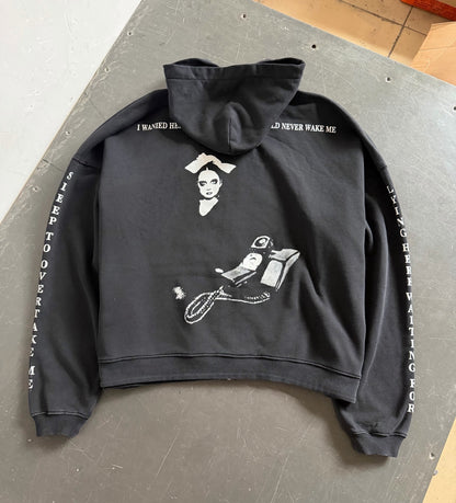 Enfants Riches Deprimes ERD x Nubian Tokyo Never Wake Zip Hoodie Washed Distressed Horror Nun Print Heavyweight Cotton Oversized Zip-Up Sweatshirt | Never Wake