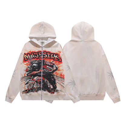 MAJESTIK Bear Crop Zip-up Cream