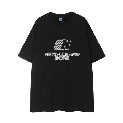 Nexdulemrs Bore N Logo Graphic Tee Oversized Short Sleeve Streetwear Y2K Sporty Casual Summer T-Shirt | Bore N