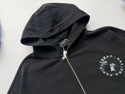 Enfants Riches Déprimés - Tabac Rat Printed Cotton-Jersey Zip-Up Hoodie in Black