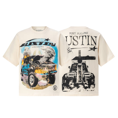 Graphic Print Tee Hellstar Oversized Streetwear Casual Summer Cotton T-Shirt | Pulsar