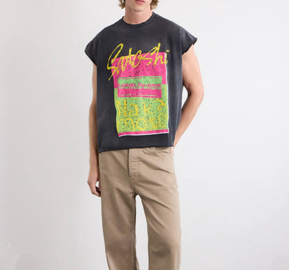 Satoshi Nakamoto Worldwide Cutoff Tee - Washed Black