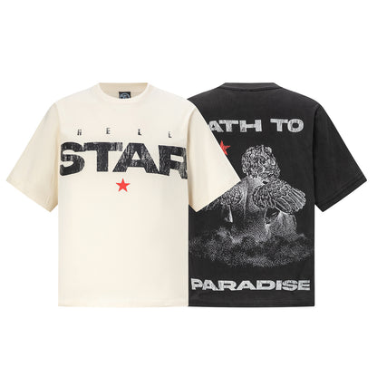 Oversized Short Sleeve Graphic Tee Dropped Shoulder Streetwear Summer Casual T-Shirt | Dusk Knit