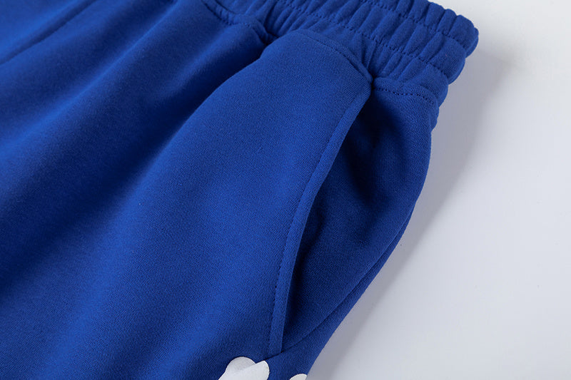 Blue unisex graphic T-shirt and shorts set with crewneck top, elastic waist shorts, and side pockets - view 14