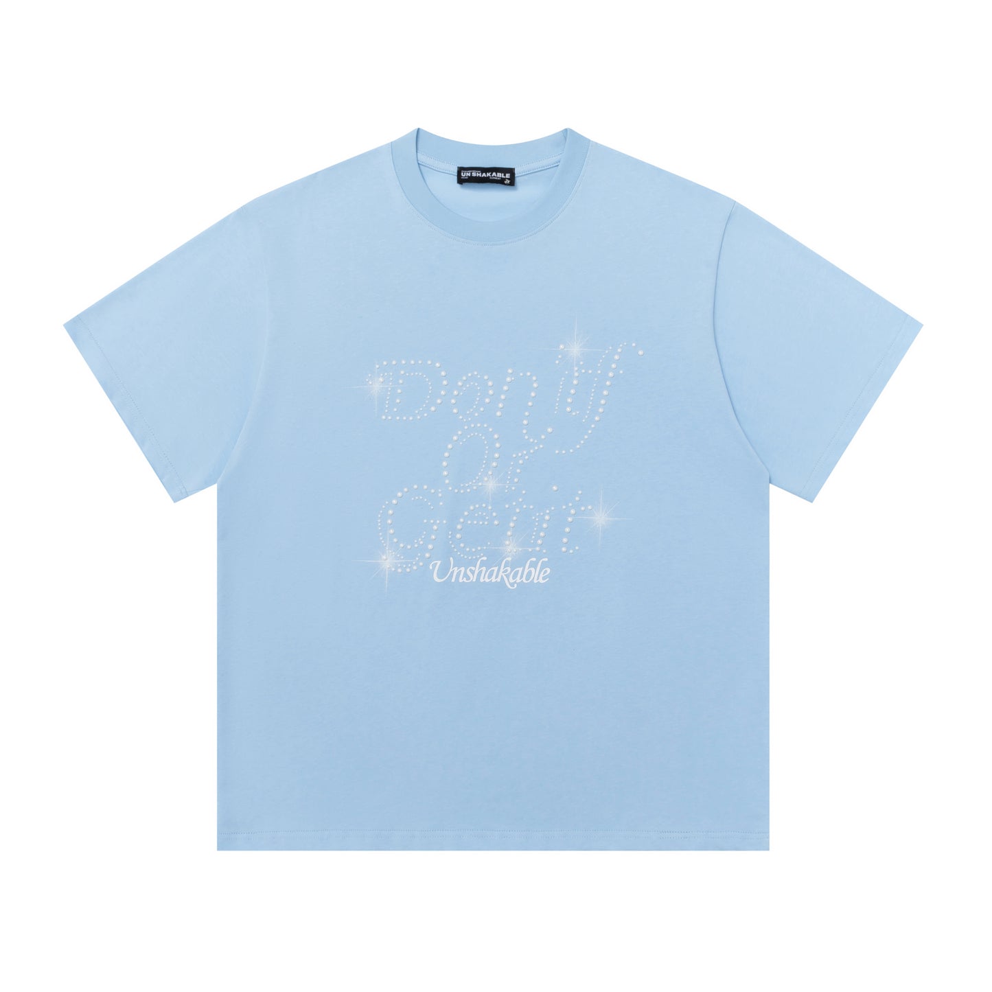 Black and Sky Blue tee front comparison