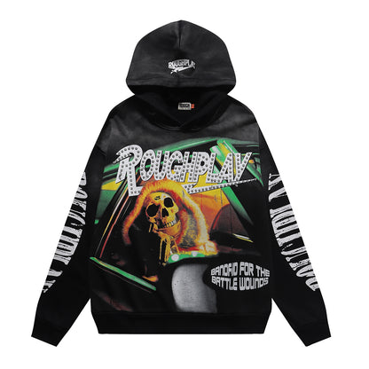 Roughplay Skull In Car Hoodie Green
