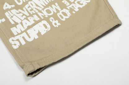 Stupid Contagious Gothic Cross Text Print Wide Leg Barrel Pants High Waist Y2K Streetwear