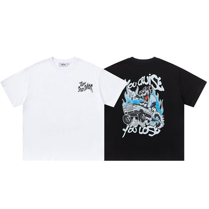 Trapstar Graphic T-Shirt, Crew Neck Short Sleeve Streetwear Tee With Truck Back Print