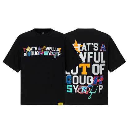 Black Graphic T-Shirt, Crew Neck Short Sleeve Basketball Print Tee