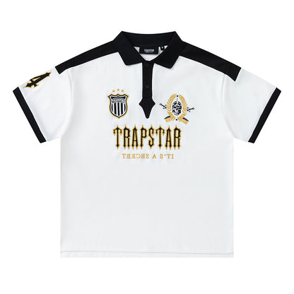 Trapstar Men's Graphic Polo Shirt- Short Sleeve Contrast Collar Casual Top