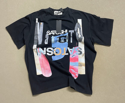 SATOSHI NAKAMOTO Mirror Logo Vintage Tee / Black
