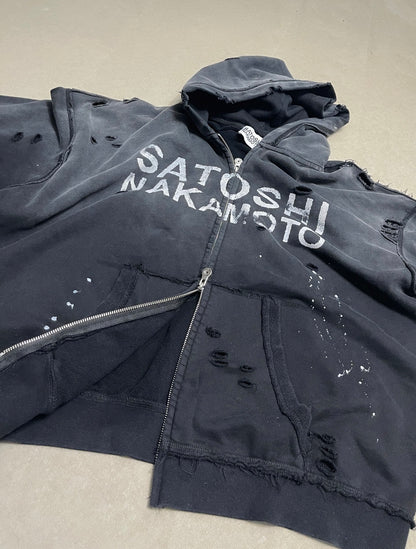 Satoshi Nakamoto Luke Logo-Printed Cotton-Fleece Zip-Up Hoodie