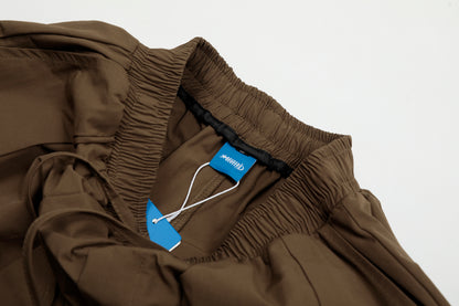 Elastic Waist Drawstring Cargo Wide Leg Pants Multi Pocket Baggy Parachute Streetwear Y2K