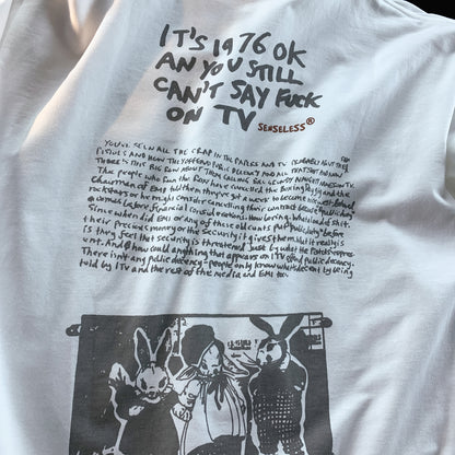 Senseless 1976 Punk Slogan Graphic Oversized Tee Grunge Rabbit Print Streetwear Short Sleeve T-Shirt