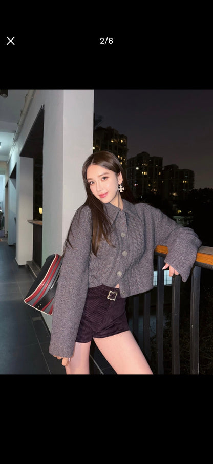 Collared Cropped Cardigan