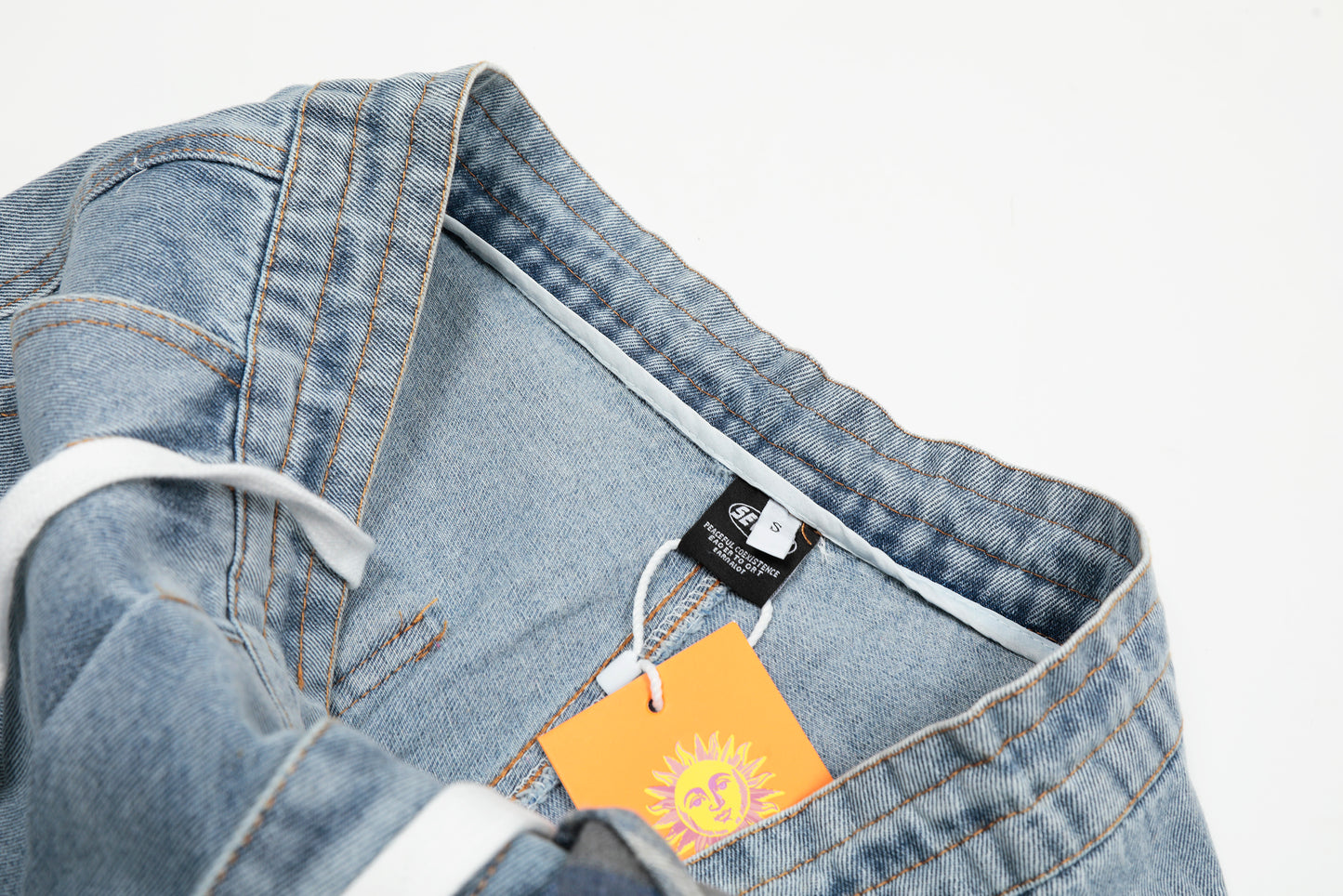 Plaid Scarf Waist Tie Drawstring Wide Leg Jeans Cargo Pocket Hem Slit Baggy Denim Y2K Streetwear
