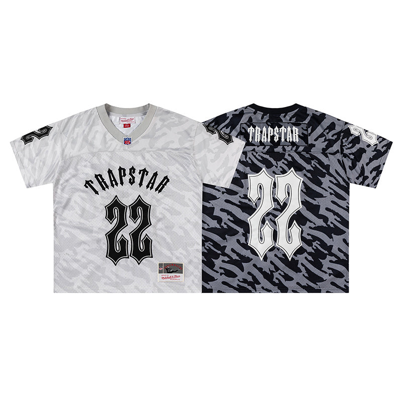 Mitchell & Ness black and gray camo NFL jersey with TRAPSTAR graphic and number 22 - view 15