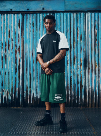 Corteiz Embroidered V-Neck Colorblock Raglan Short Sleeve Tee Oversized Streetwear Campus Style | Crtz Volt