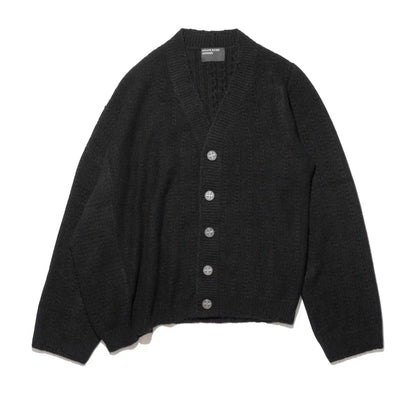 Asymmetrical Cable Knit Cardigan - Black